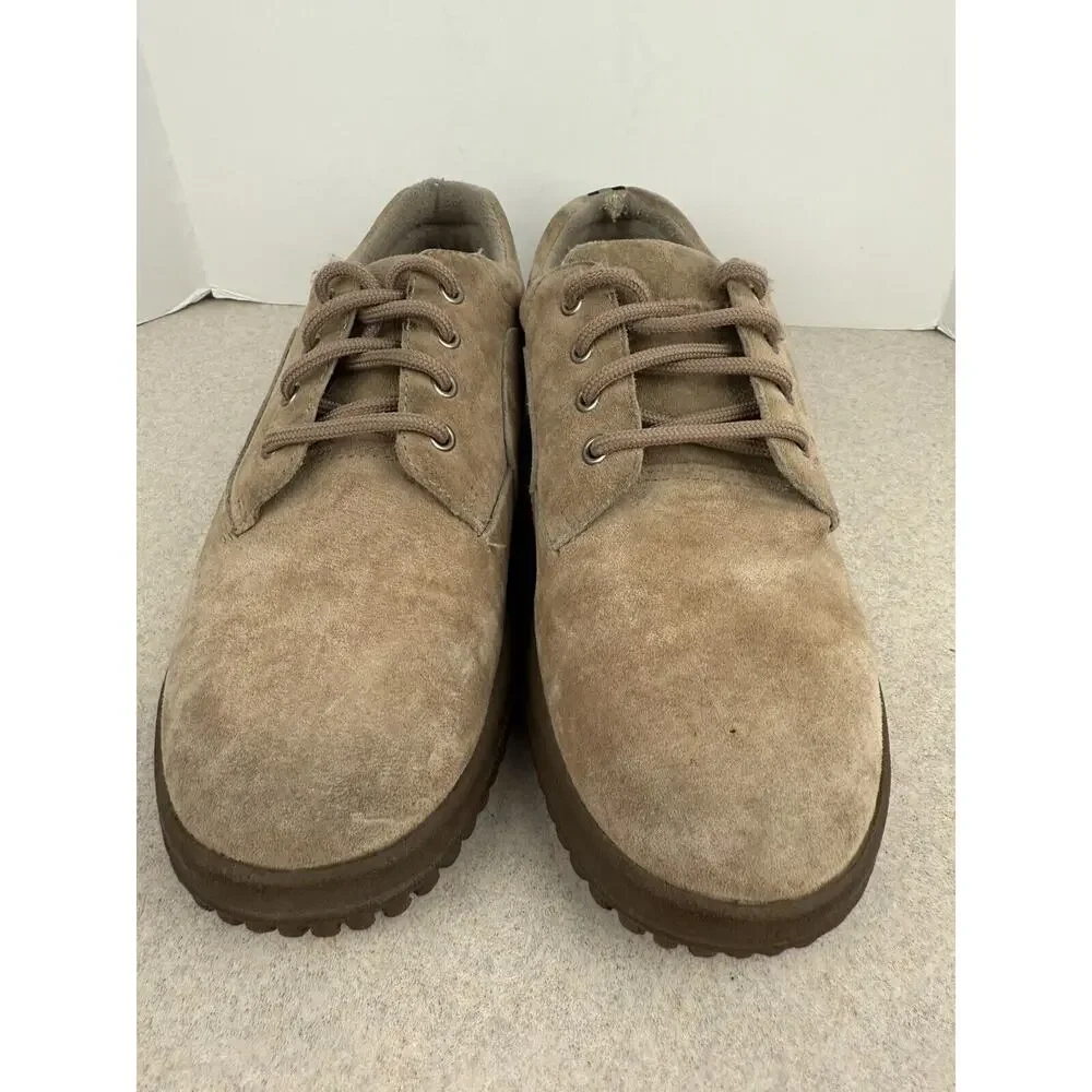Women’s Wimzees Tan Shoes Lace Up Sued Leather Flat Comfort Size 6‎